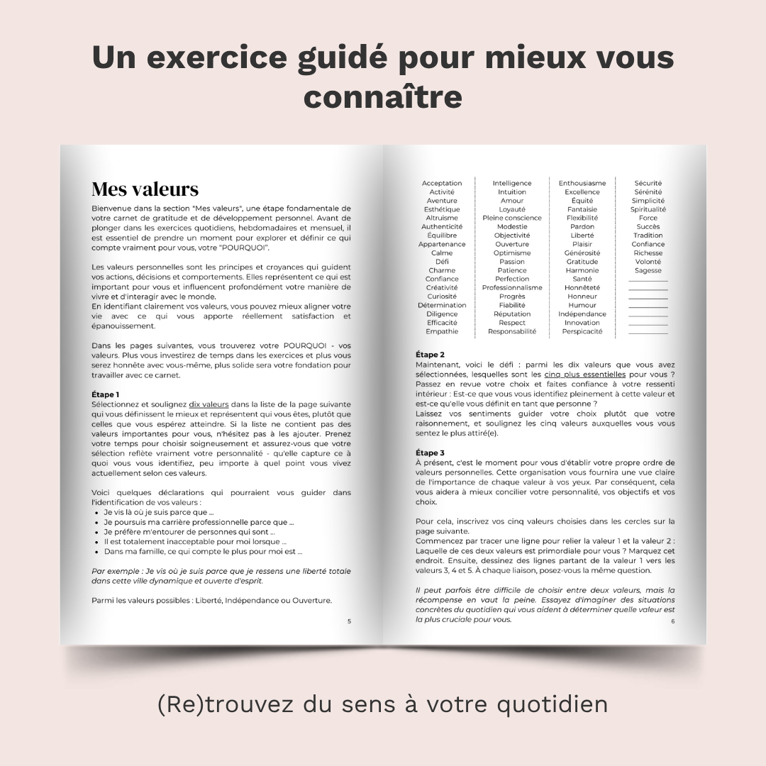 Journal de gratitude - Mes 6 minutes