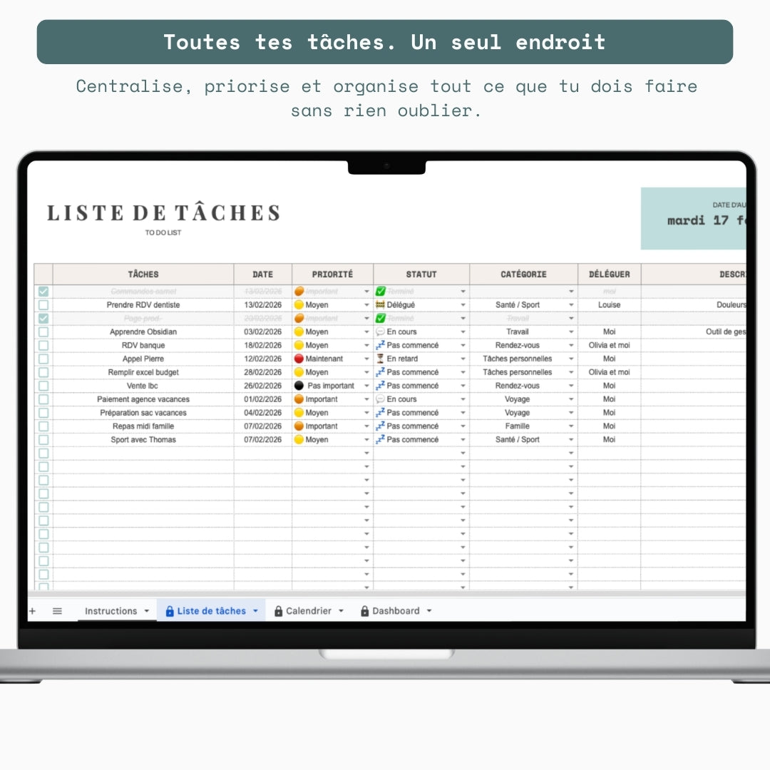 Liste de tâches - Google sheet
