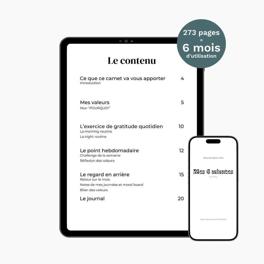 Journal de gratitude Mes 6 minutes - version numérique