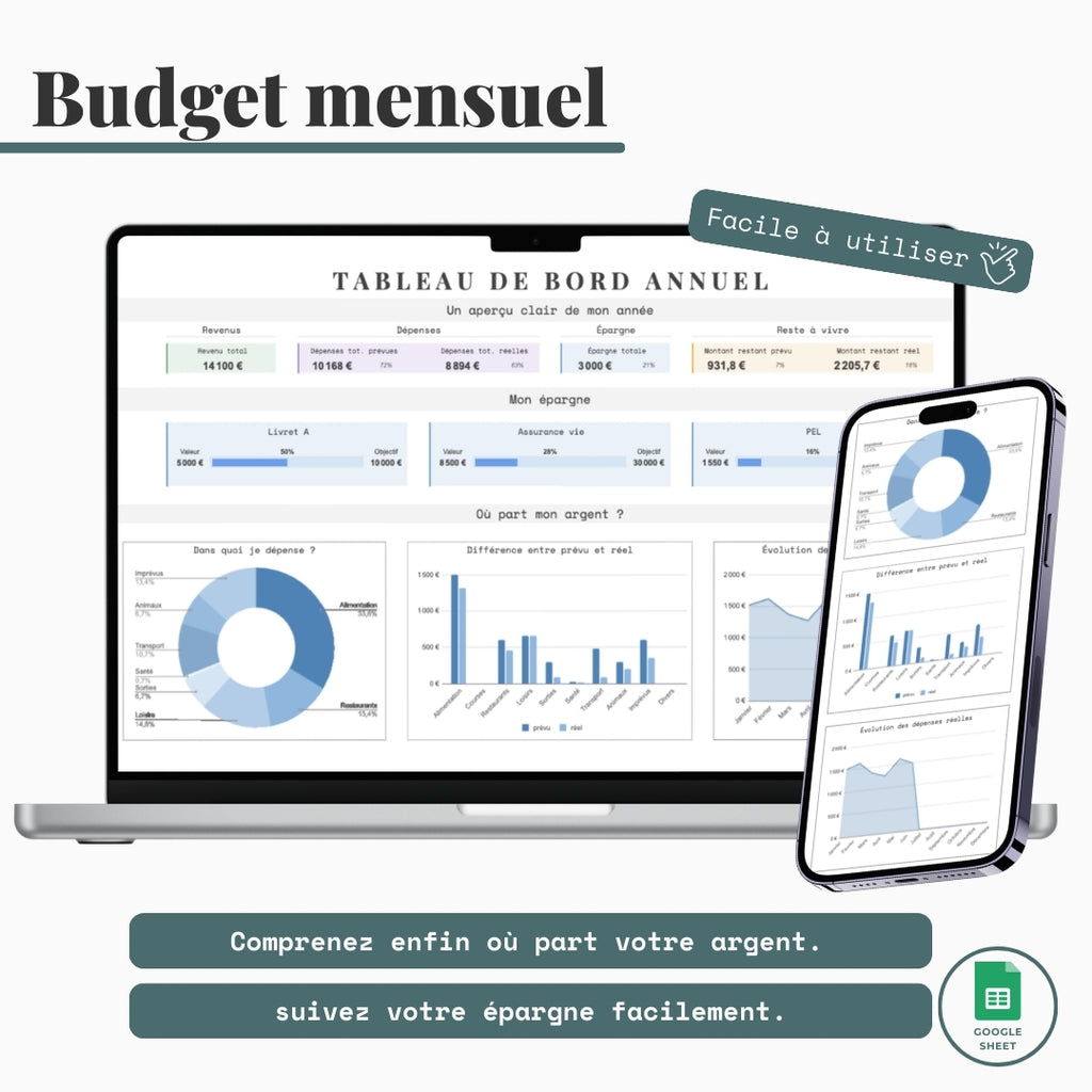Suivi de budget annuel / mensuel - Google sheet
